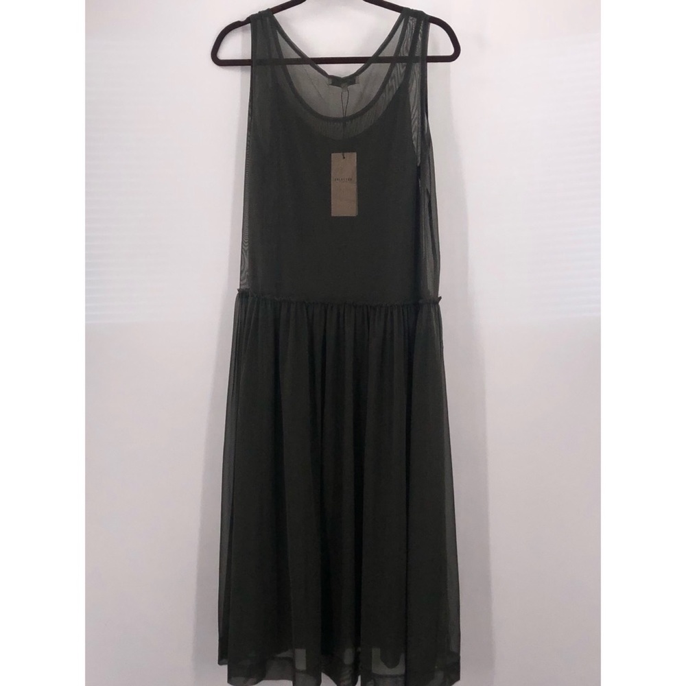 Selected Femme Sfeden Green Layered Midi Dress NWT - Picture 3 of 6